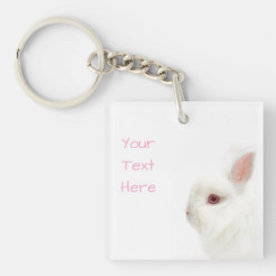 Cute White Dwarf Rabbit Delicate Ears Pet Sitter Key Ring