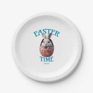 Cute White Easter Bunny Design Paper Plate