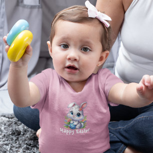 Cute White Easter Bunny with Egg Toddler T-Shirt