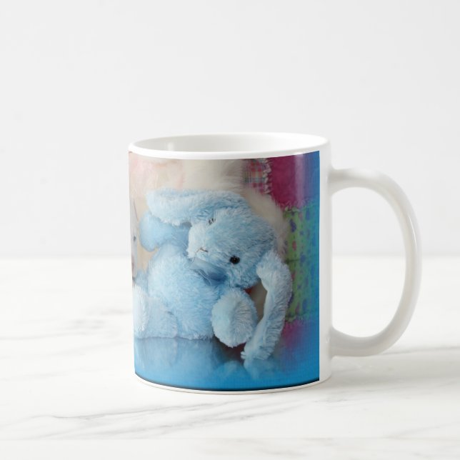 Cute White Easter Puppy Dog & Bunny Friends Coffee Mug (Right)
