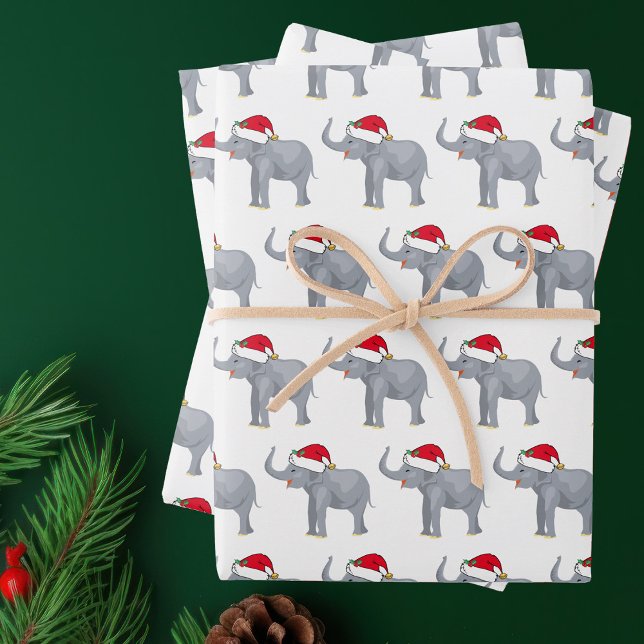 Cute White Elephant Christmas Party Wrapping Paper Sheet (Creator Uploaded)
