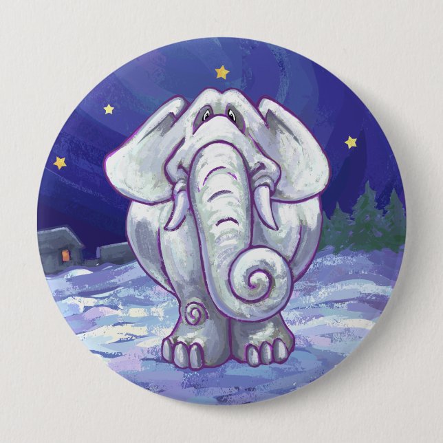 Cute White Elephant Gift 10 Cm Round Badge (Front)