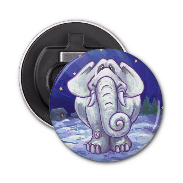 Cute White Elephant Gift Bottle Opener (Front)