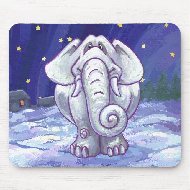 Cute White Elephant Gift Mouse Pad (Front)