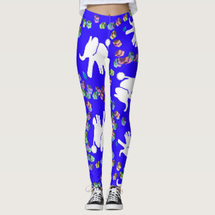 Cute white elephant Hanukkah gift holiday Leggings