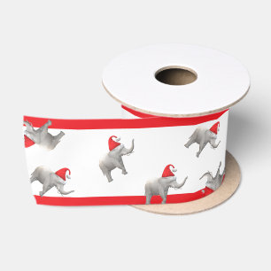 Cute White Elephant Satin Ribbon