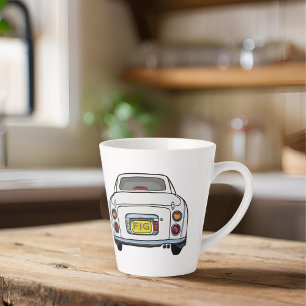 Cute White Figaro Car Monogram Figarations Latte Mug