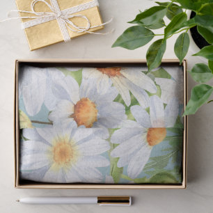 Cute White Floral Vintage Watercolor Daisies Tissue Paper