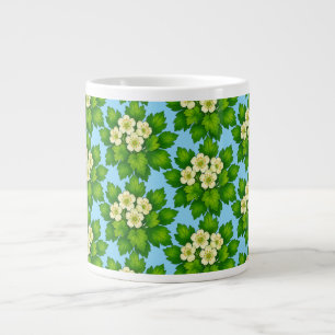 Cute white flowers and green leaves Wrapping Paper Large Coffee Mug