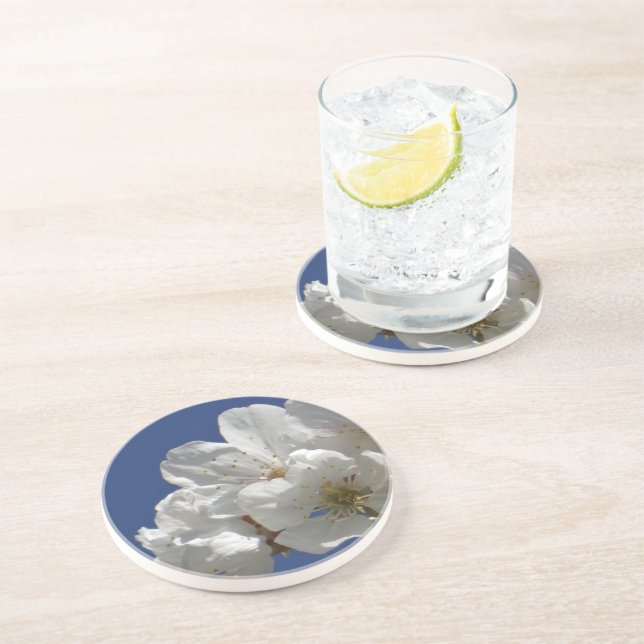 Cute White Flowers Coaster (Side)