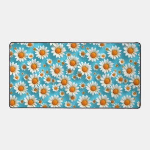 Cute White flowers Desk Mat