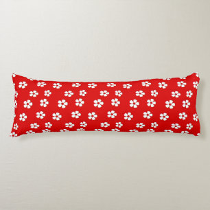 Cute white flowers on red body cushion