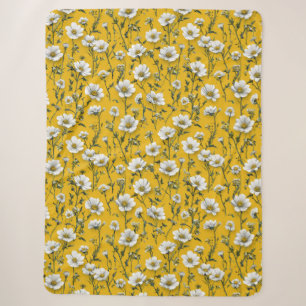 Cute White flowers Sherpa Blanket