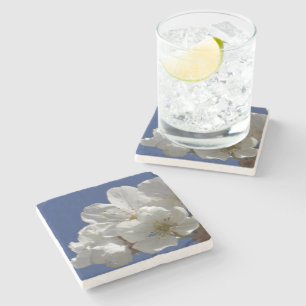 Cute White Flowers Stone Coaster