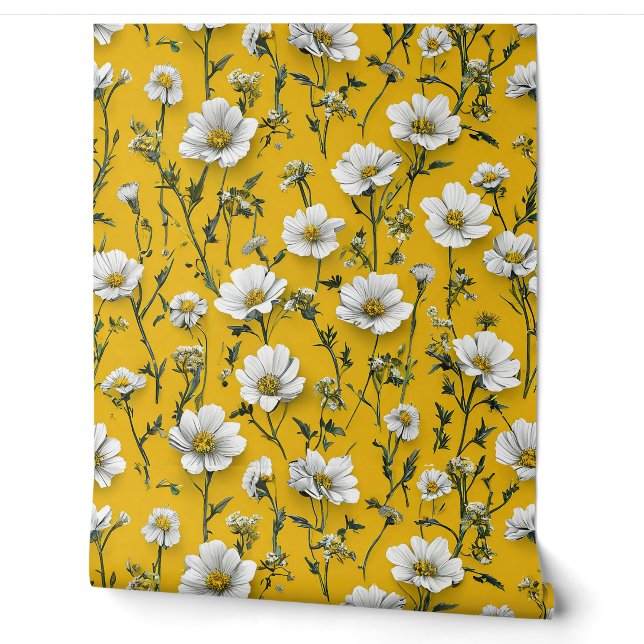 Cute White flowers Wallpaper (Unrolling)