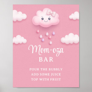 Cute white fluffy cloud nine pale pink Mum-osa bar Poster