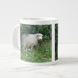 Cute White Fluffy Sheep Eating Mug