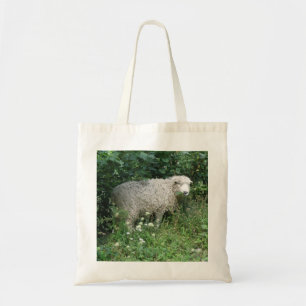 Cute White Fluffy Sheep Eating Tote Bag