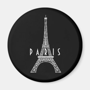 Cute white France Paris Eiffel tower Button Magnet