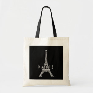 Cute white France Paris Eiffel tower Button Tote Bag