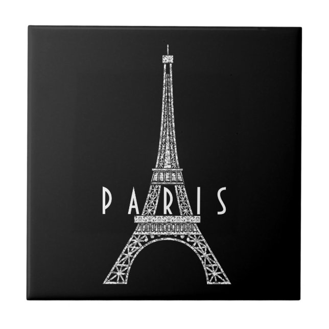Cute white France Paris Eiffel tower Ceramic Tile (Front)