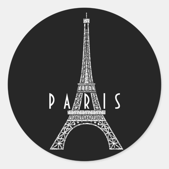 Cute white France Paris Eiffel tower Classic Round Sticker (Front)