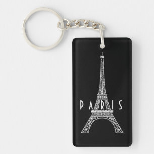 Cute white France Paris Eiffel tower Key Ring