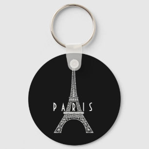 Cute white France Paris Eiffel tower Key Ring