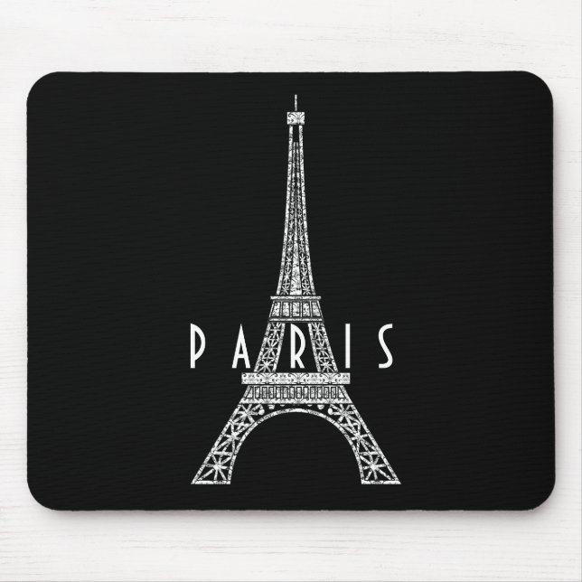 Cute white France Paris Eiffel tower Mouse Pad (Front)