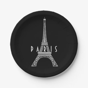 Cute white France Paris Eiffel tower Paper Plate
