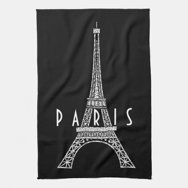 Cute white France Paris Eiffel tower Tea Towel (Vertical)