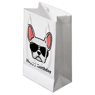 Cute White French Bulldog Face Small Gift Bag