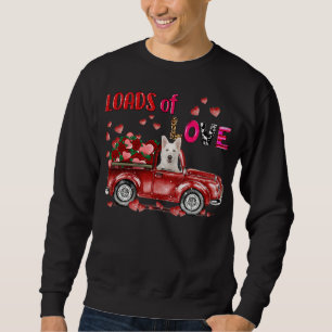 Cute White German Shepherd Dog Driving Red Truck H Sweatshirt
