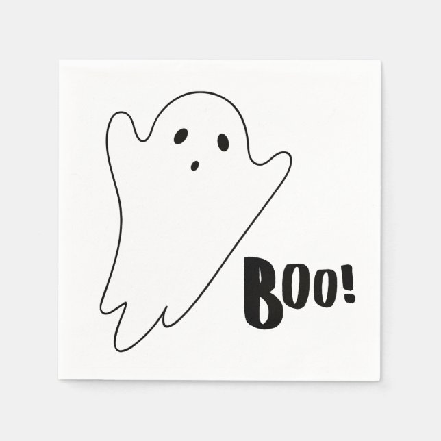 Cute white ghost says BOO Napkin (Front)