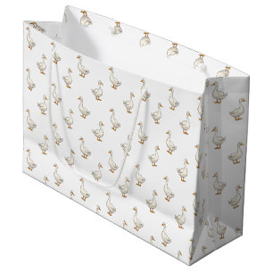 Cute White Goose Pattern Large Gift Bag