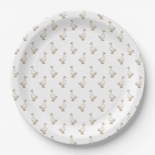 Cute White Goose Pattern Paper Plate