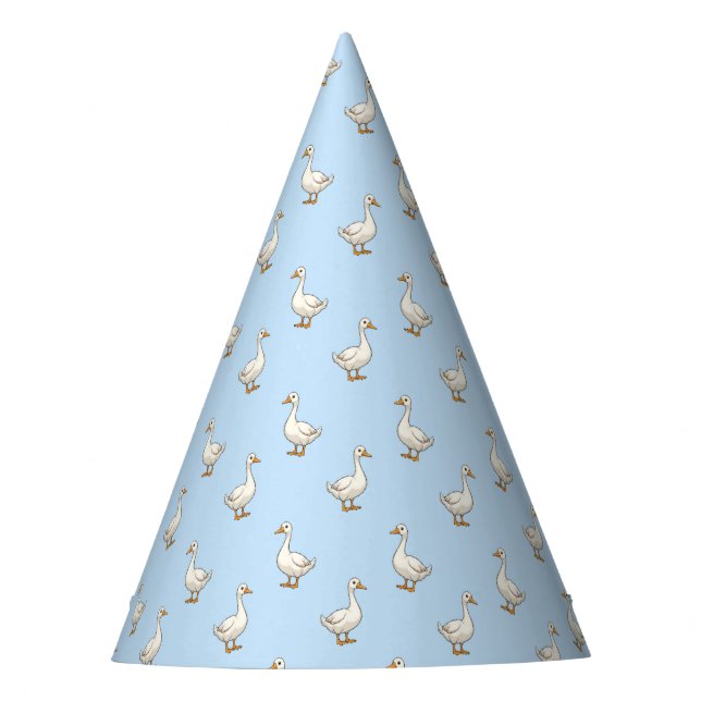 Cute White Goose Pattern Party Hat (Front)