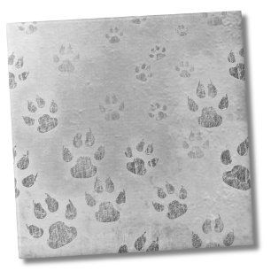 Cute White Gray Pattern Animal Paw Prints  Ceramic Tile