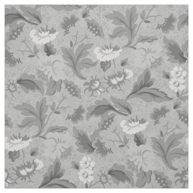 Cute white grey floral background design fabric (Swatch)