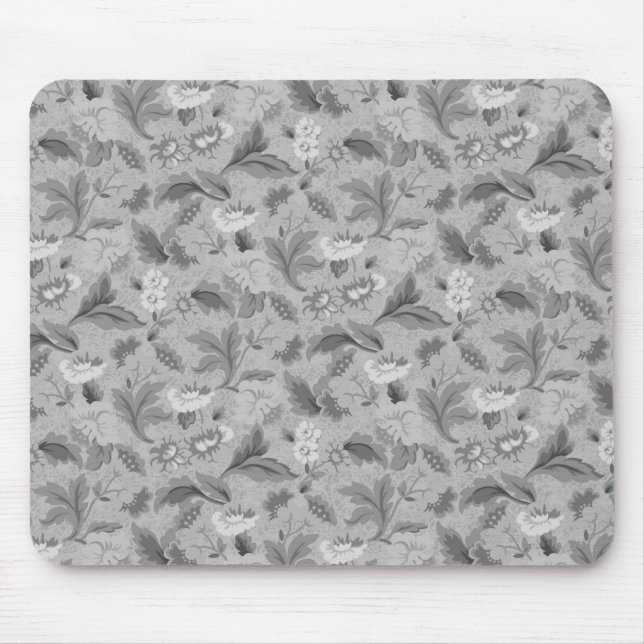 Cute white grey floral background design mouse pad (Front)