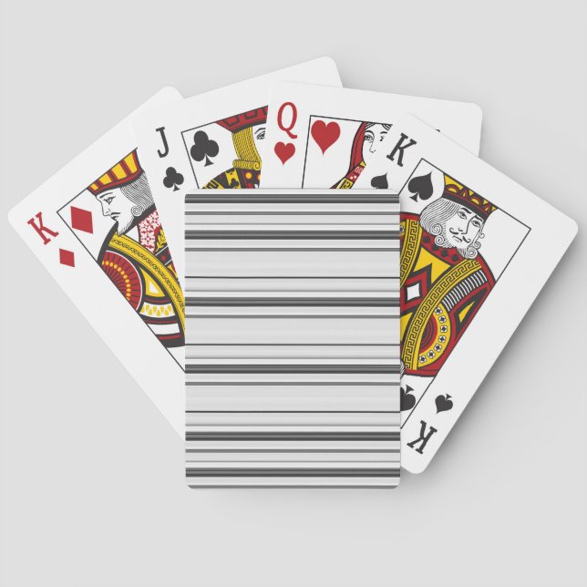 Cute white grey stripes playing cards (Back)