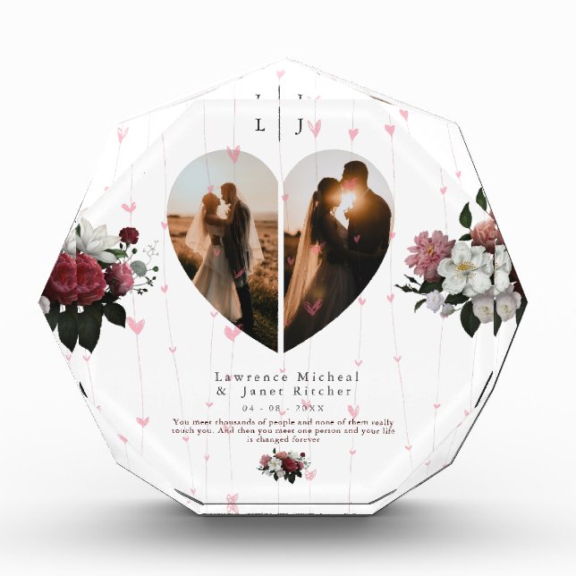 Cute White Heart Shaped Photo collage For Couple (Front)