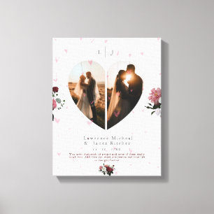 Cute White Heart Shaped Photo collage For Couple Canvas Print