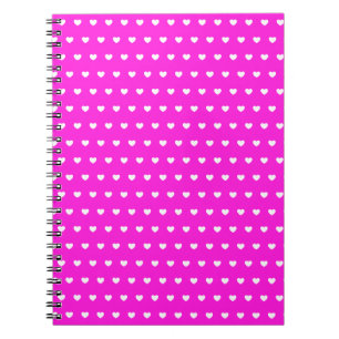 Cute White Hearts On Flashy Pink Notebook