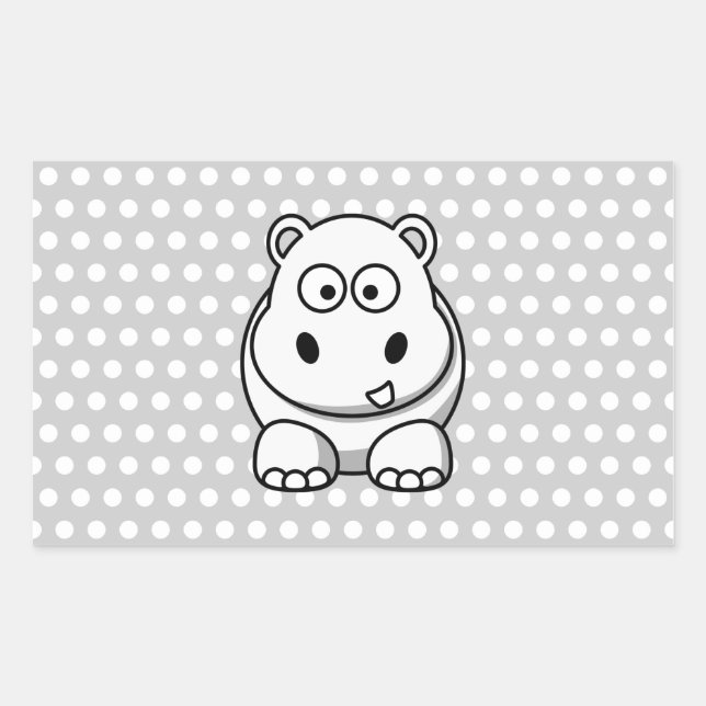 Cute White Hippo Rectangular Sticker (Front)
