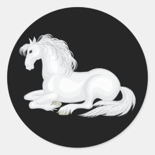 Cute White Horse Equestrian Horses Lover Cowgirl Classic Round Sticker