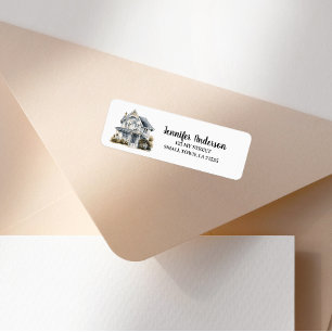 Cute White House New Home Envelope Address Return Address Label