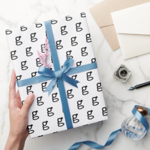 Cute White Initial Monogram Retro Typewriter Font  Wrapping Paper
