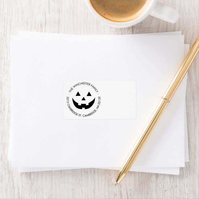 Cute white jack o lantern custom Halloween Label (Insitu)