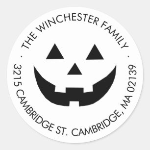 Cute white Jack o lantern Halloween address label